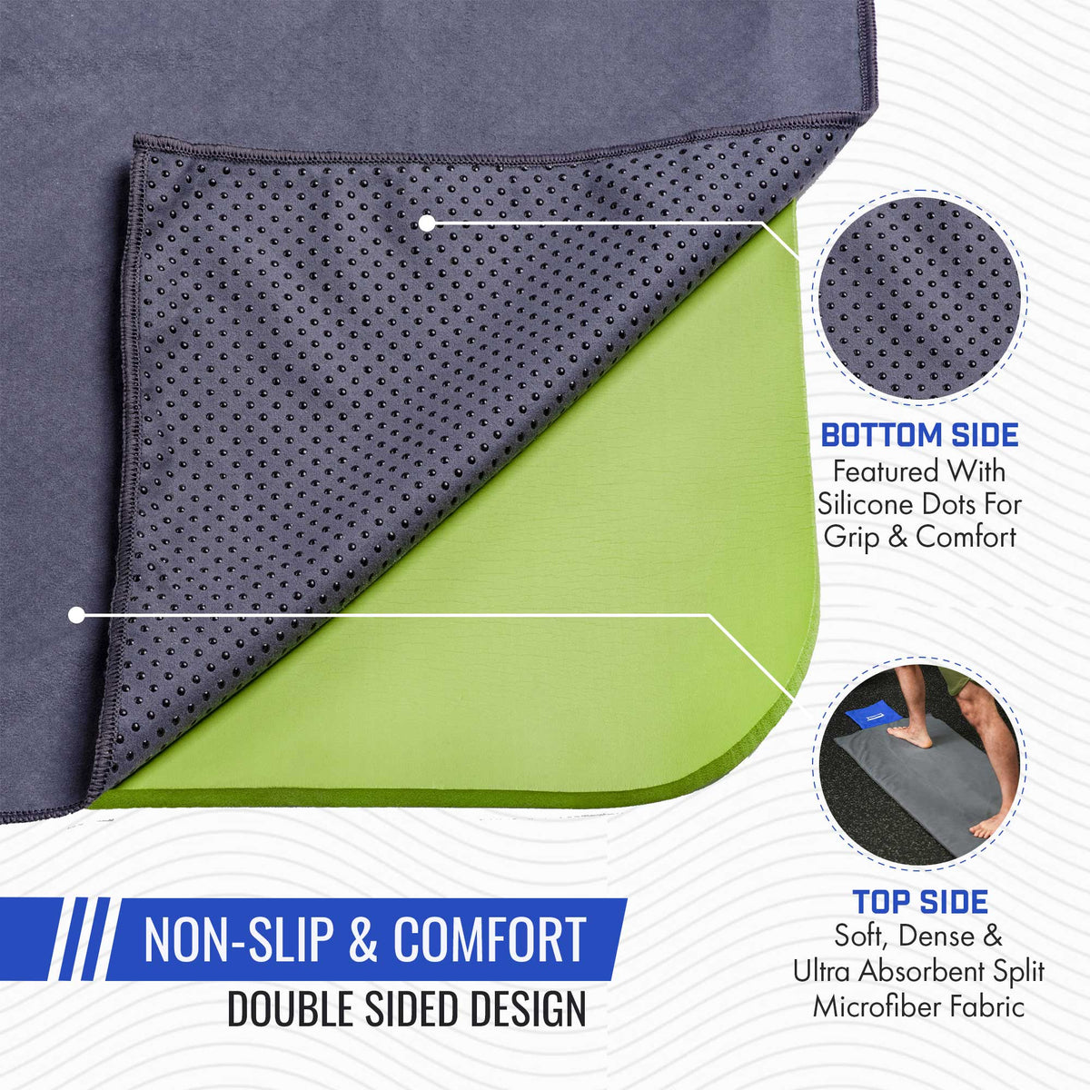 BENCHBARRIER® Easy Transport Non-Slip Odor-Resistant Yoga Floor Towel
